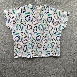 Womens Scrub Top Extra Large White Laughter is the Best Medicine Bear Pullover‎